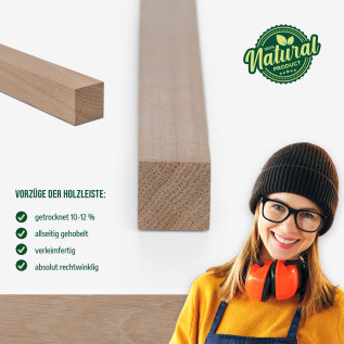 Wood strip - planed oak - 20x20x1000mm