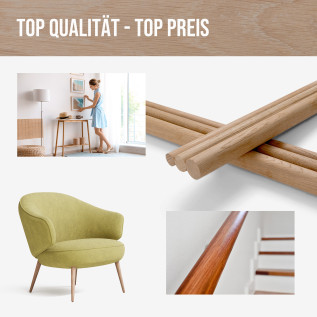 Round rod - planed oak - 25x1000mm