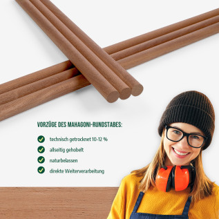 Round rod - Mahogany planed - ⌀30x1000mm