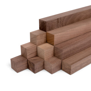 10-piece set of wooden strips - planed walnut - 40x40x500mm