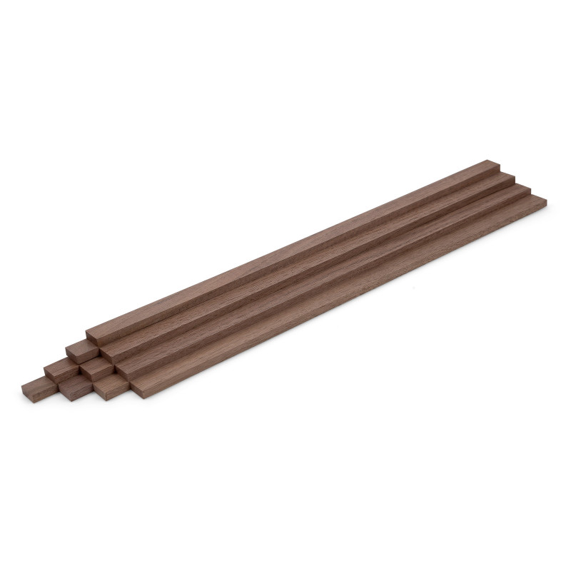 10-piece set of wooden strips - planed walnut - 8x20x500mm
