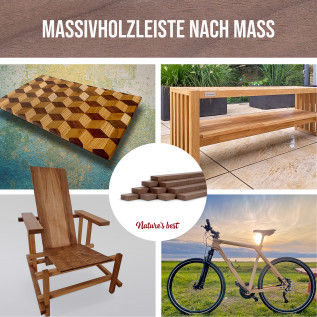 10-piece set of wooden strips - planed walnut - 8x20x500mm