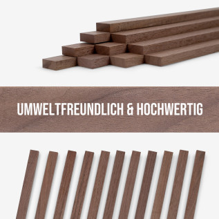 10-piece set of wooden strips - planed walnut - 8x25x500mm