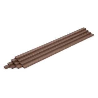 10-piece set of wooden strips - planed walnut - 8x25x500mm