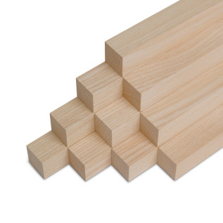 10-piece set of wooden strips - planed ash - 30x30x500mm