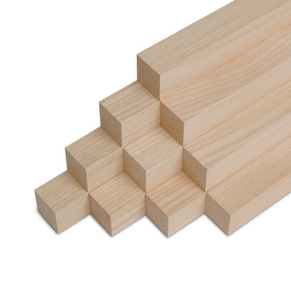 10-piece set of wooden strips - planed ash - 40x40x500mm