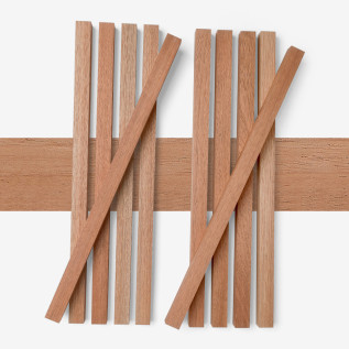 10-piece set of wooden strips - planed mahogany - 20x20x500mm