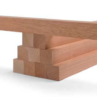 10-piece set of wooden strips - planed mahogany - 30x30x500mm