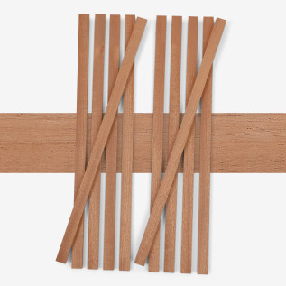 10-piece set of wooden strips - planed mahogany - 8x25x500mm