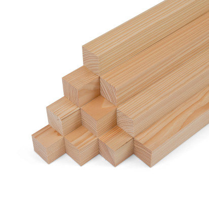 10-piece set of wooden strips - planed larch - 40x40x500mm