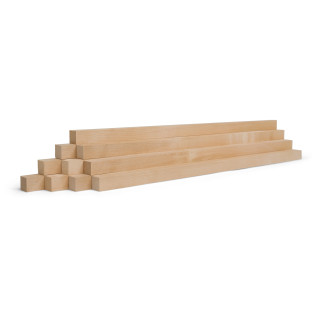10-piece set of wooden strips - planed birch - 25x25x500mm