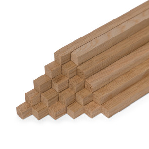 20-piece set of wooden sticks - planed oak - 10x10x250mm