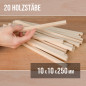 20er-Set Holzstäbe - Buche gehobelt - 10x10x250mm 20er-Set Holzstäbe - Buche gehobelt - 10x10x250mm