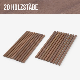 20er-Set Holzstäbe - Nussbaum gehobelt - 10x10x250mm
