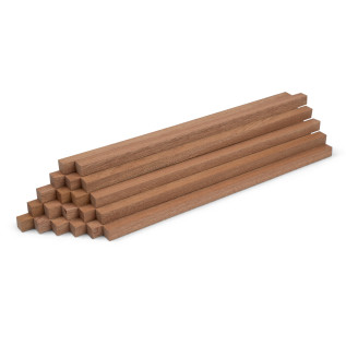 20-piece set of wooden sticks - planed mahogany - 10x10x250mm