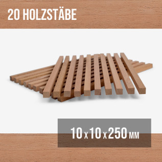 20er-Set Holzstäbe - Mahagoni gehobelt - 10x10x250mm