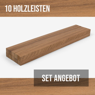 10er-Set Holzleiste - Teak gehobelt - 20/20/500 mm