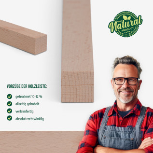 Holzleiste - Buche gehobelt - 20x20x1000mm