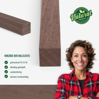 Wood strip - planed walnut - 23x23x1000mm