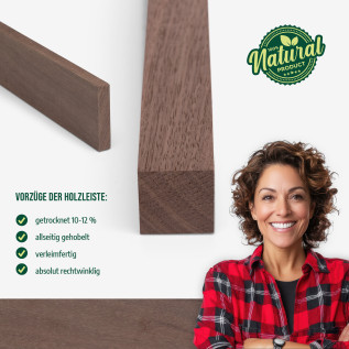 Holzleiste - Nussbaum gehobelt - 23x45x1000mm